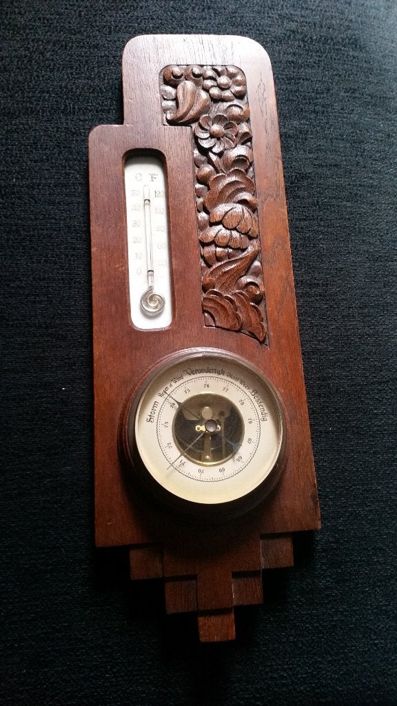 Antieke houten barometer (3185, NL), Ophalen of Verzenden, Gebruikt, Barometer
