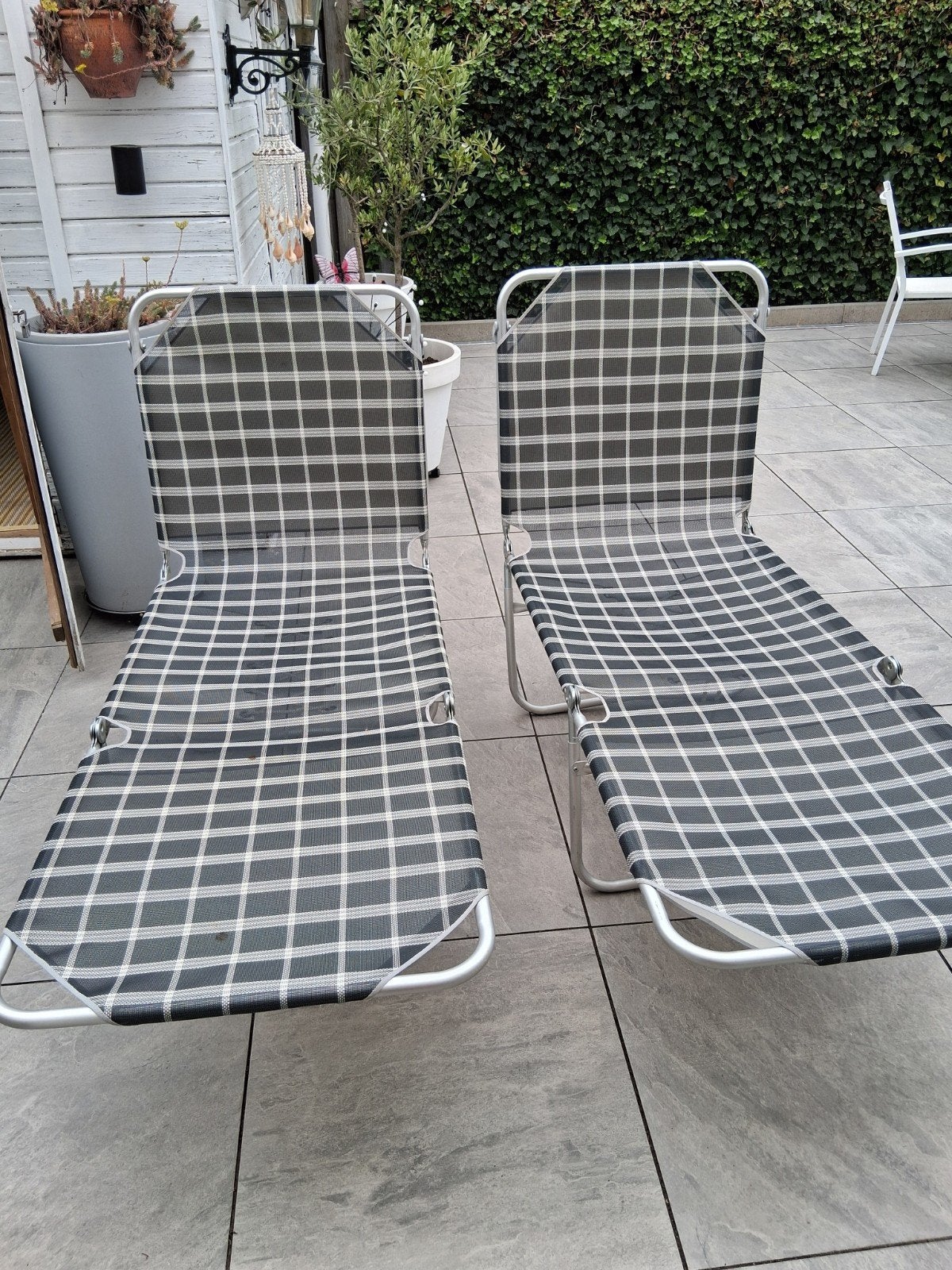 2 keer aluminium ligbedden, Tuin en Terras, Ligbedden, Ophalen of Verzenden, Zo goed als nieuw, Aluminium, Verstelbaar