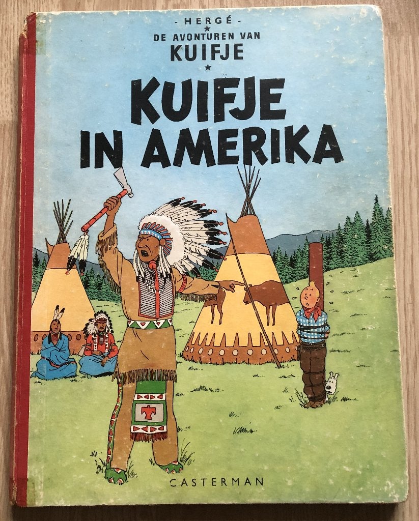 KUIFJE -KUIFJE IN AMERIKA - HARDCOVER LINNEN RUG -1957, Eén stripboek, Ophalen of Verzenden, Zo goed als nieuw, Hergé