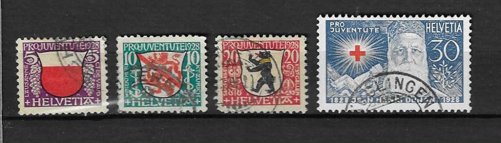 Zwitserland klasssiek 1928 229/232, Ophalen of Verzenden, Gestempeld