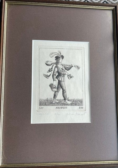 4 Originele Etsen Margit Artner – Complete Serie Dierenriem, Ophalen, 30 cm, Ingelijst, Mythologie