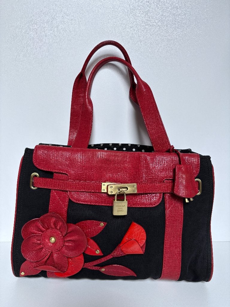 MOSCHINO CHEAP AND CHIC Rood zwart vintage tas bag, Ophalen of Verzenden, Zo goed als nieuw, Zwart, Handtas