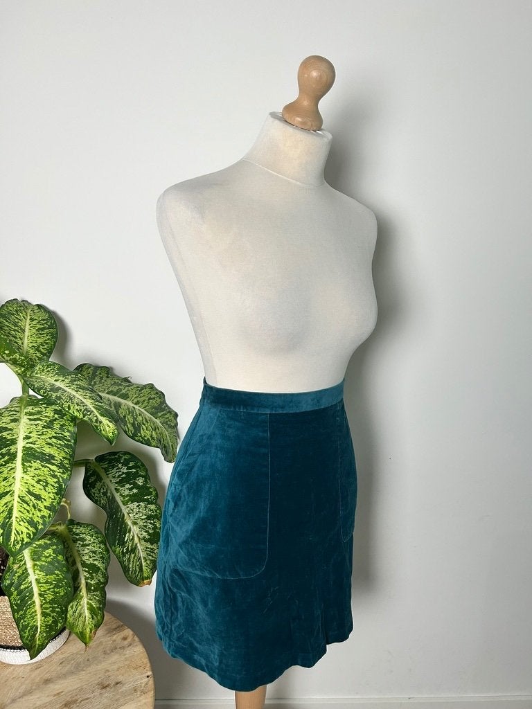 King Louie maat 38 prachtige turquoise velvet rok 3439, Kleding | Dames, Maat 38/40 (M), Blauw, Ophalen of Verzenden, Zo goed als nieuw