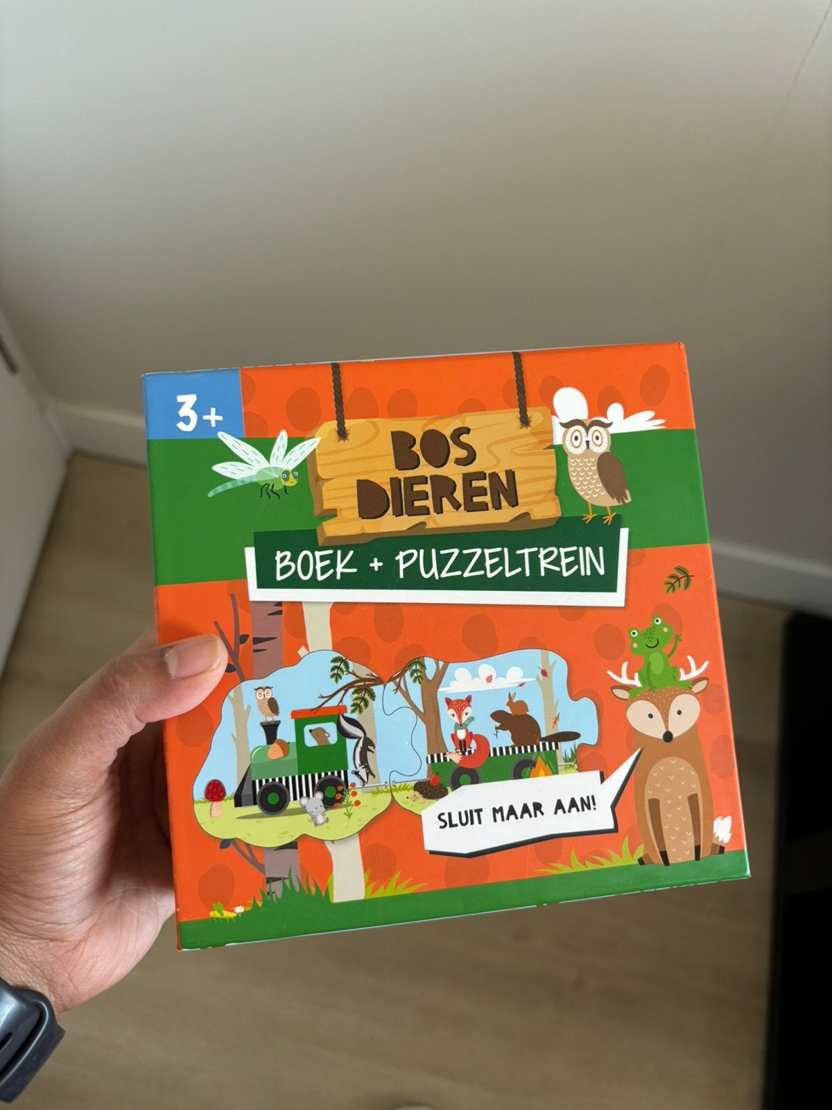 Bosdieren Boek + Puzzeltrein, Ophalen of Verzenden, Meer dan 50 stukjes, Zo goed als nieuw