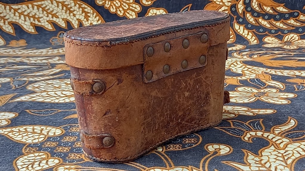 Antieke verrekijker uit Duitsland in leder foedraal 15,5 cm., Antiek en Kunst, Ophalen of Verzenden