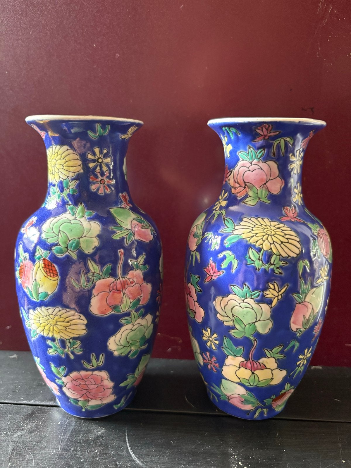 Set van 2 Chinese vaasjes met bloemmotief, Ophalen of Verzenden