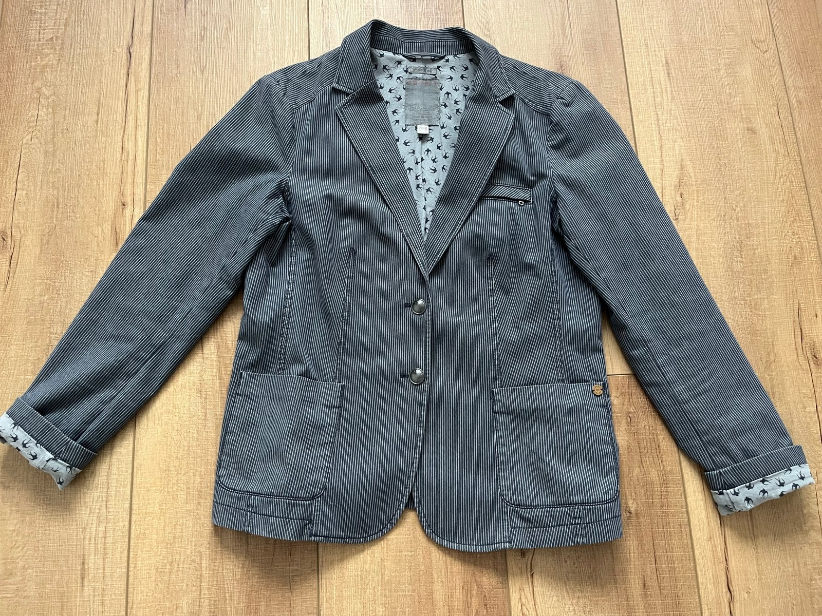 Sportieve/klassieke blauw gestreepte blazer - Maat 42/44, Blauw, Maat 42/44 (L), Ophalen of Verzenden, Jasje