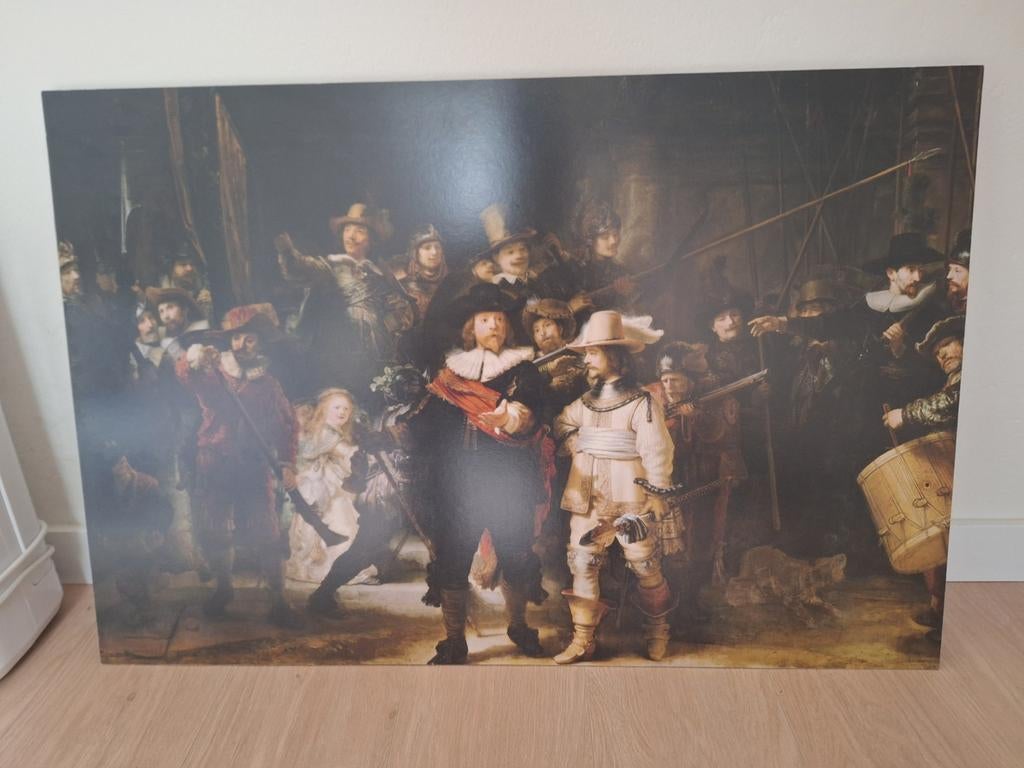 Rembrandt - Nachtwacht (Canvas), 50 tot 75 cm, Ophalen of Verzenden, Zo goed als nieuw, Schilderij