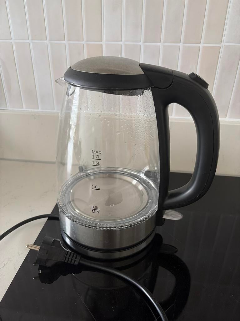 Glazen Waterkoker met LED Verlichting - 1.7L, 1 tot 2 liter, Ophalen, Gebruikt, Rvs