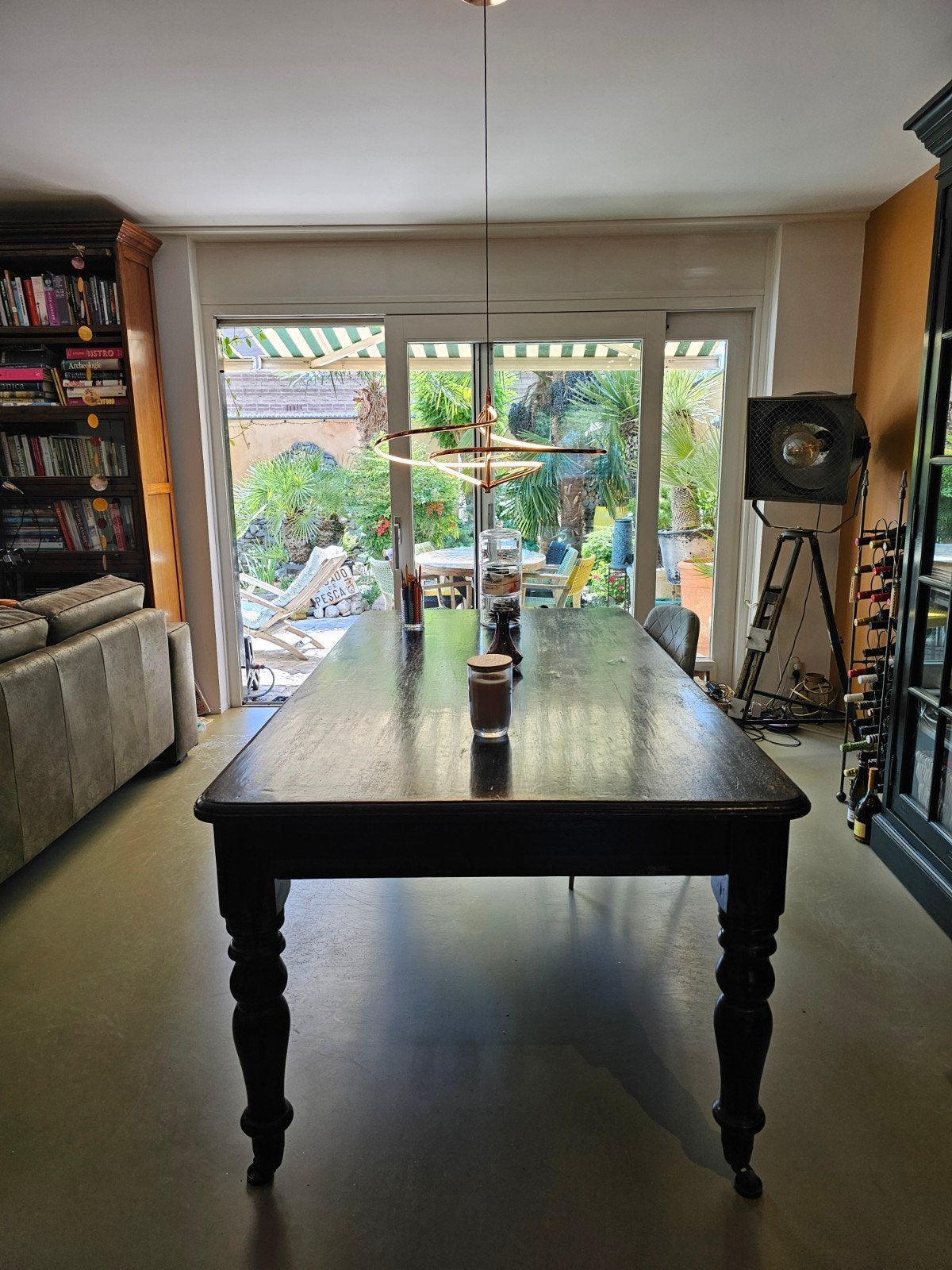 Eettafel zwart eikenhout met lades, Huis en Inrichting, Tafels | Eettafels, Ophalen of Verzenden, Zo goed als nieuw, Rechthoekig