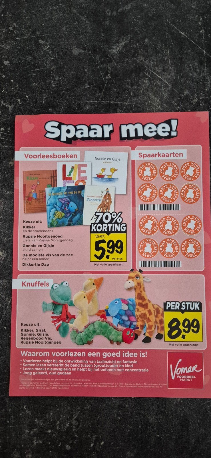 Vomar spaarkaart voor knuffels en voorleesboeken, Vomar, Ophalen of Verzenden