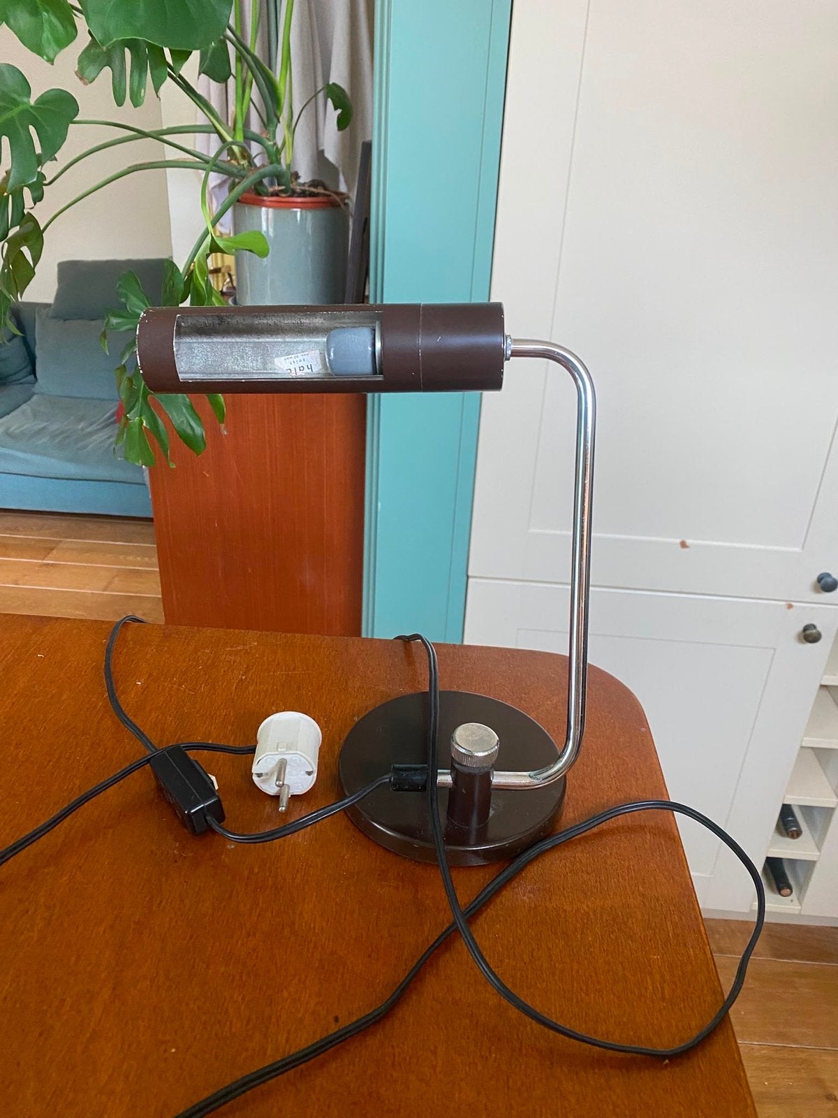 Hala Zeist bureaulamp, bruin met chroom, jaren '70, Ophalen