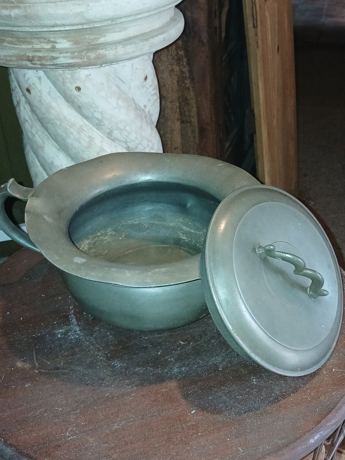 Antieke tinnen po met deksel, Tuin en Terras, Ophalen