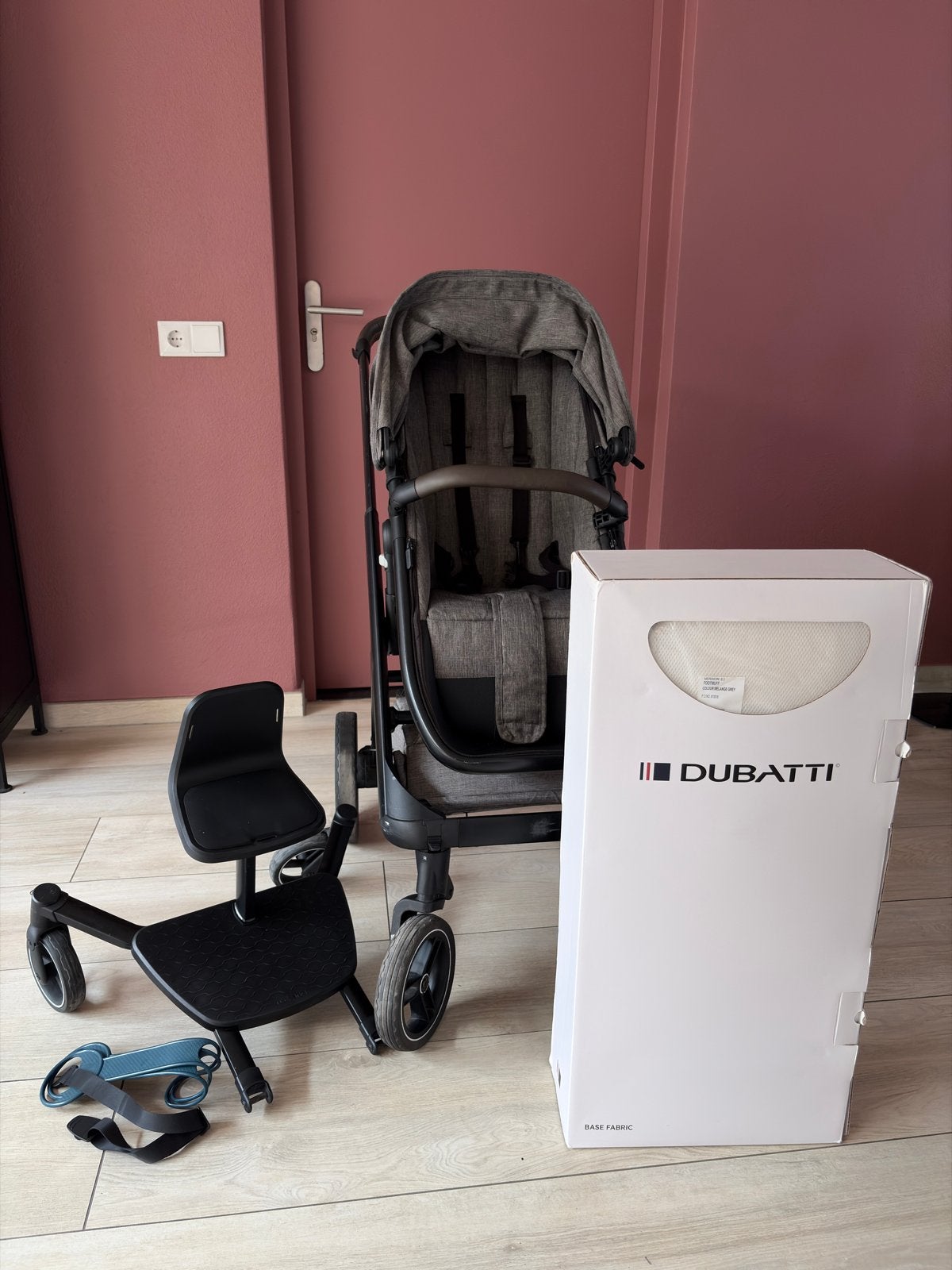 Dubatti One Melange Grey kinderwagen met accessoires, Kinderen en Baby's, Kinderwagens en Combinaties, Gebruikt, Combiwagen, Verstelbare duwstang