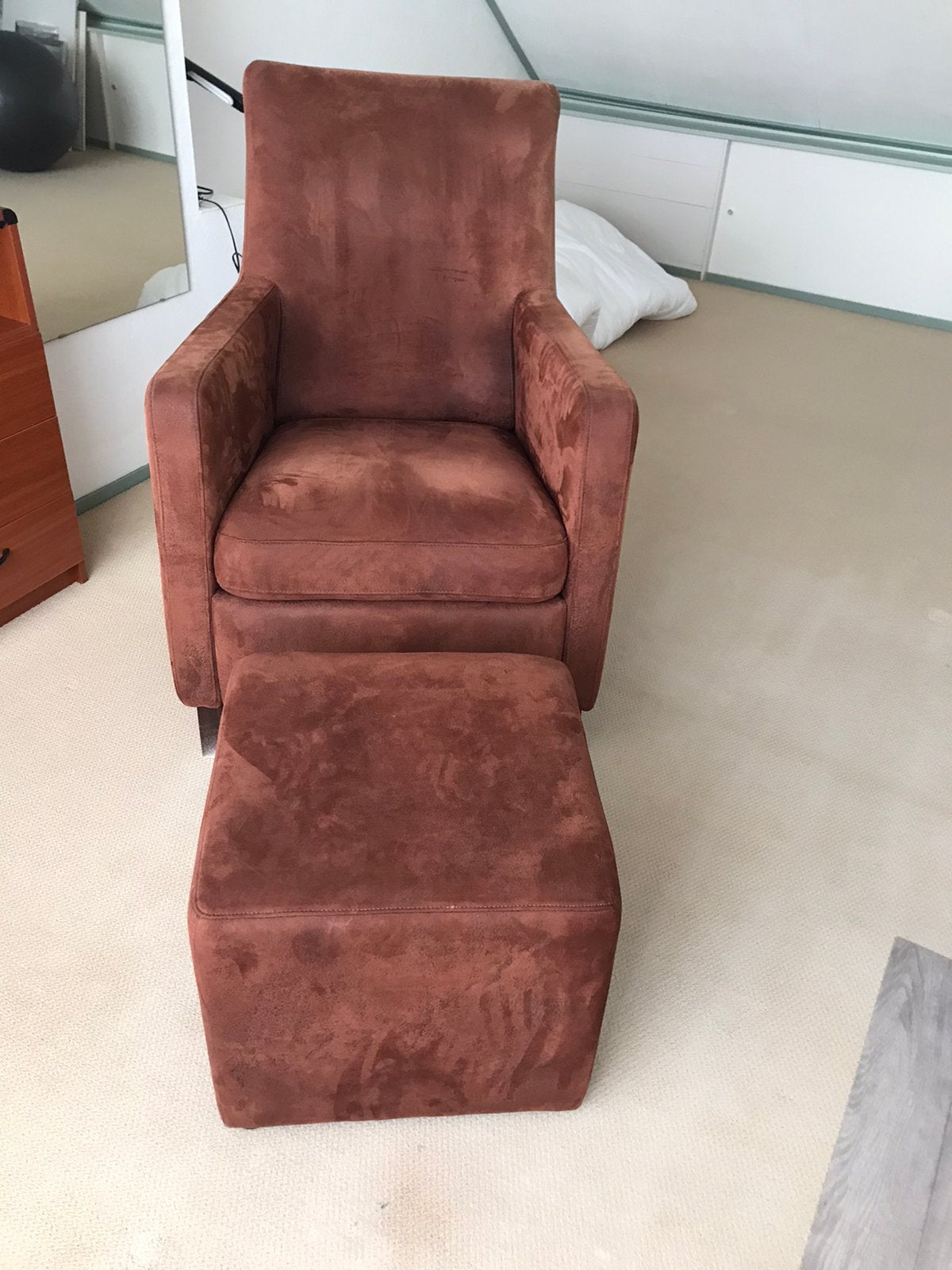 Fauteuil met poef /voetenbank, Huis en Inrichting, Ophalen, Zo goed als nieuw, 75 tot 100 cm