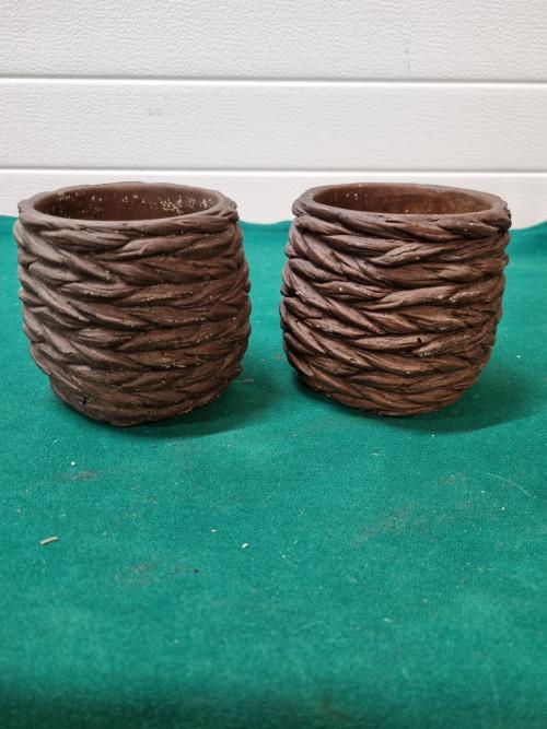 Bloempotjes bruin gevlochten hout aardewerk, Ophalen of Verzenden, 'T Olde Gre-j, Info@toldegrej.nl, Endepoelstraat 20f Didam