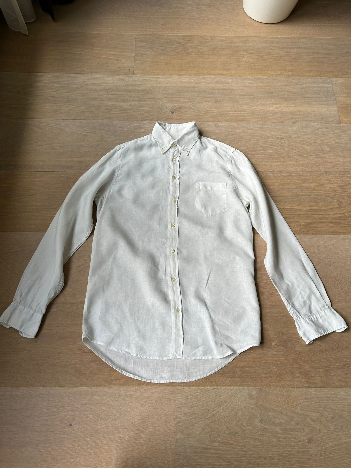 Steppin' Out Wit Linnen Overhemd Maat S, Kleding | Heren, Overhemden, Zo goed als nieuw, Halswijdte 38 (S) of kleiner, Wit, Ophalen