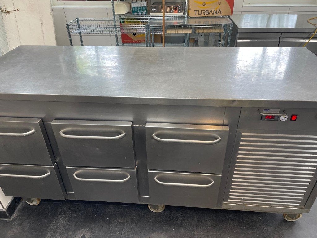 RVS Koelwerkbank met 6 Laden - Rosval Horeca Koeling, Zakelijke goederen, Horeca | Keukenapparatuur, Ophalen, Gebruikt, Koelen en Vriezen