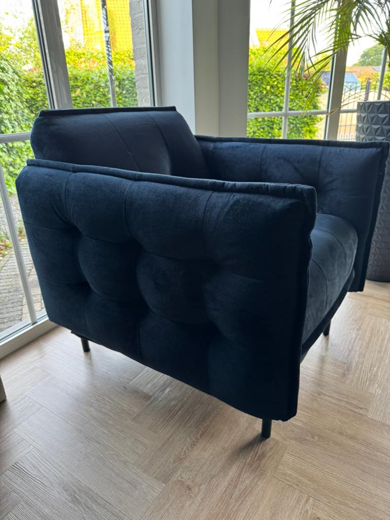 Zwart bankstel, Huis en Inrichting, Fauteuils, Ophalen of Verzenden, Zo goed als nieuw, 75 tot 100 cm