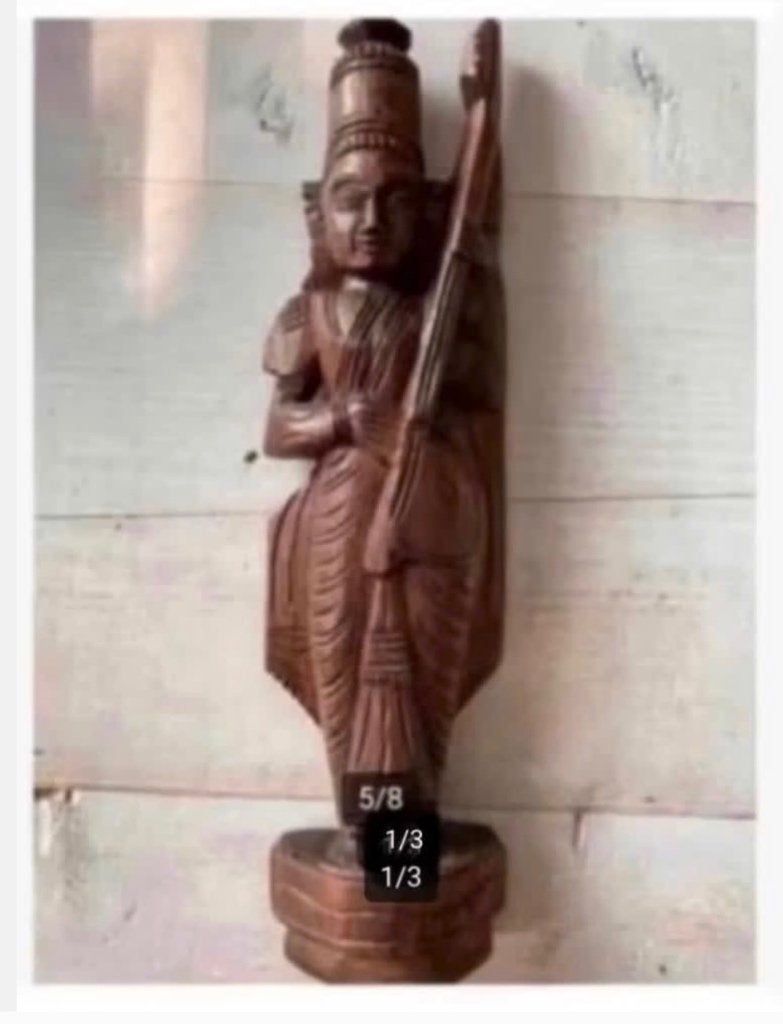 Prachtig houten beeld, Indonesië, luit speler, 27 cm, Antiek en Kunst, Ophalen of Verzenden