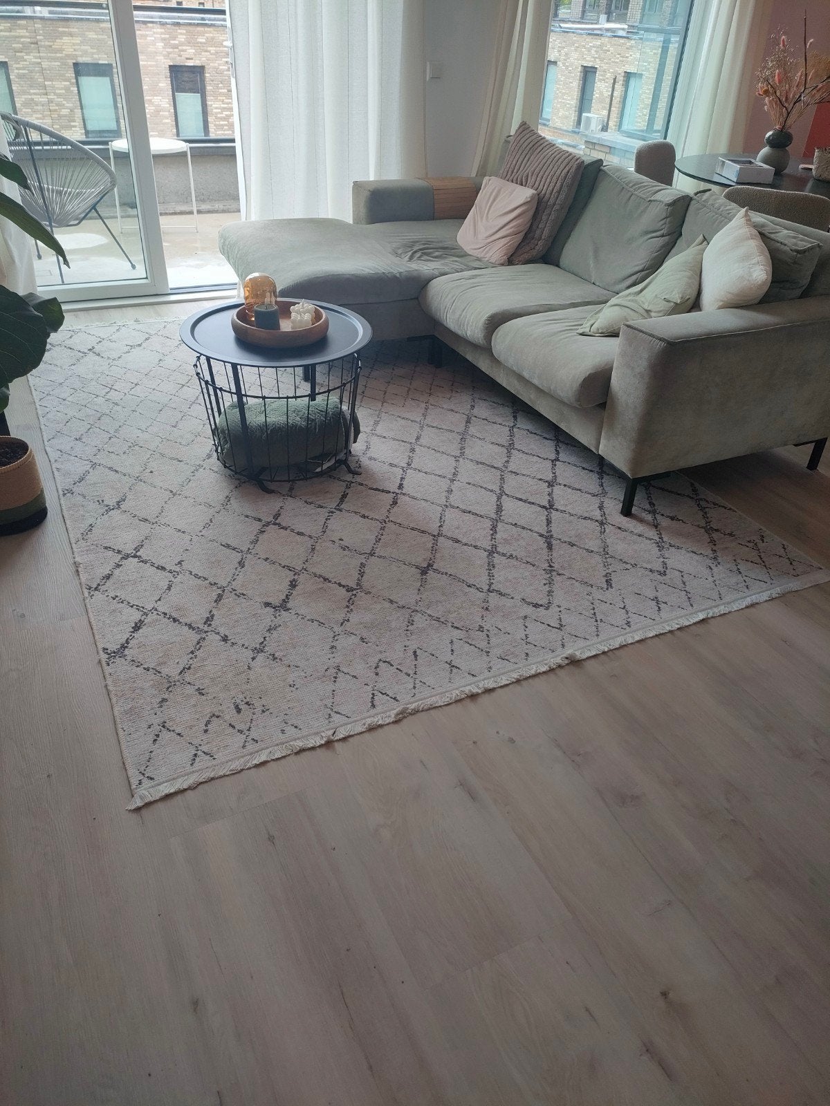 Adrasos Scandinavisch vloerkleed beige/bruin 200x290cm, Huis en Inrichting, Stoffering | Tapijten en Kleden, Ophalen, Gebruikt