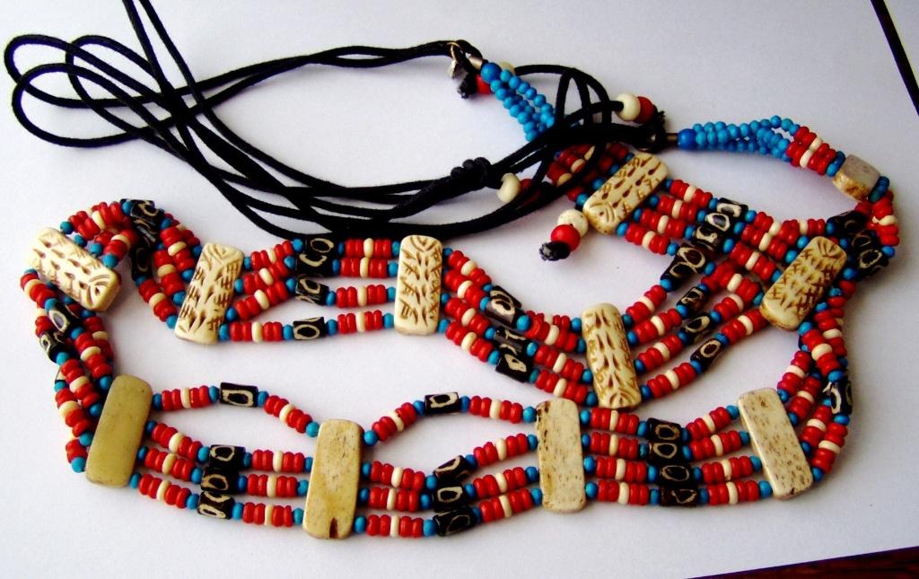 Etnische benen riem, riem van been bot kraal, Handwerk, Verzenden