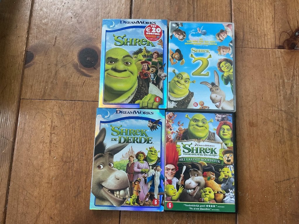 Shrek DVD collectie, Zo goed als nieuw, Vanaf 6 jaar, Box/collectie, Animatie