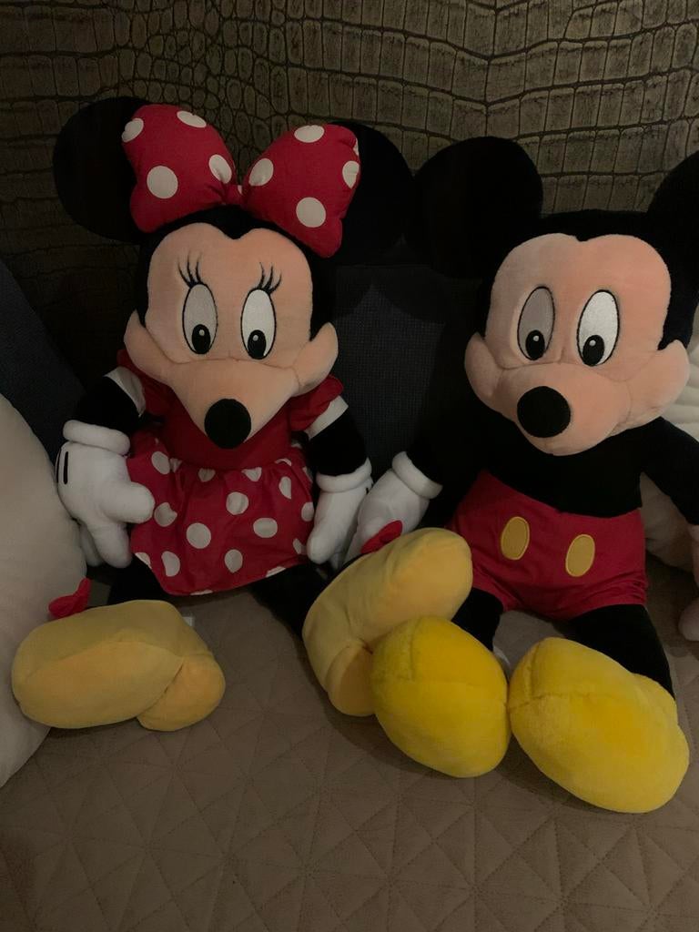 Grote pluche Mickey en Minnie Mouse uit Disneyland (2 stuks), Muis, Disney, Ophalen of Verzenden, Zo goed als nieuw