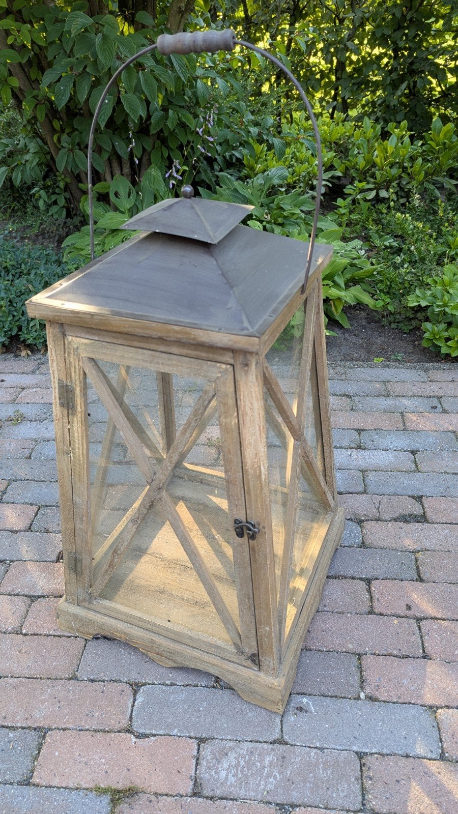 Houten Windlicht (groot), Huis en Inrichting, Woonaccessoires | Overige, Gebruikt, Hout, Bruin, Landelijk, Ophalen of Verzenden