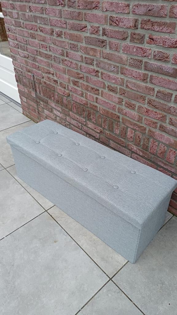 Opbergbank Voetenbank Box Slaapkamer Grijs Stof 110x38x38cm, Minder dan 50 cm, Ophalen of Verzenden, Rechthoekig, Nieuw