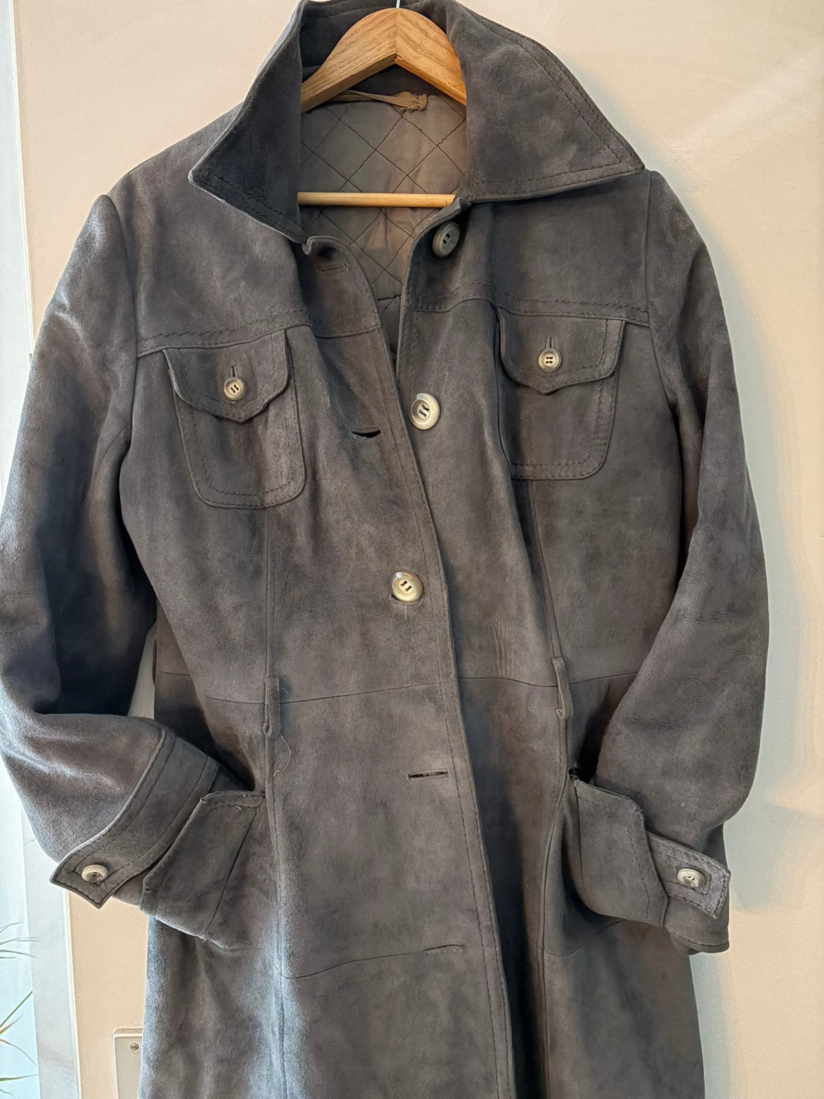 Suede vintage jas - dames - goede staat - merk Leda Spain, Kleding | Dames, Ophalen of Verzenden, Zo goed als nieuw, Maat 38/40 (M)
