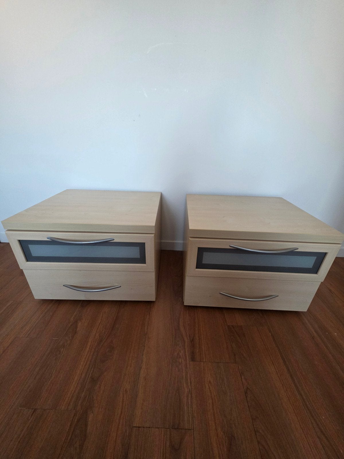 Nachtkastjes set met twee lades, Huis en Inrichting, Ophalen, Zo goed als nieuw, 45 tot 65 cm, Minder dan 55 cm