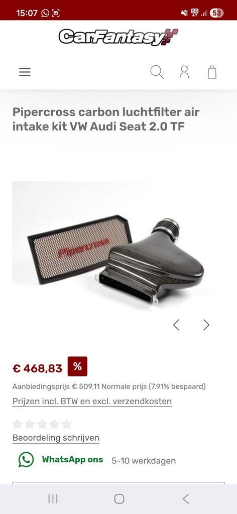 Pipercross Air Intake Kit VW Audi Seat 2., Auto-onderdelen, Motor en Toebehoren, Audi, Seat, Nieuw, Ophalen of Verzenden