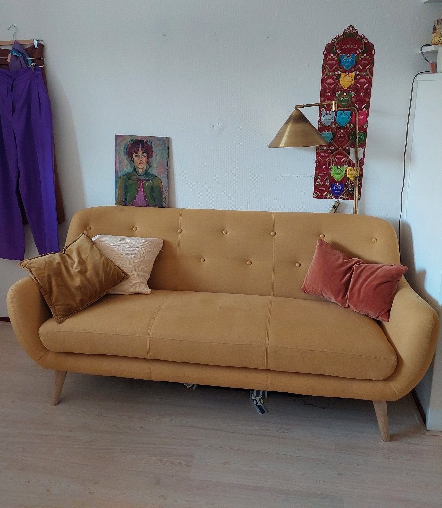 Yellow Couch/Gele Bank -  Sofacompany Herman 3 people, Ophalen, Hout, Gebruikt, 150 tot 200 cm