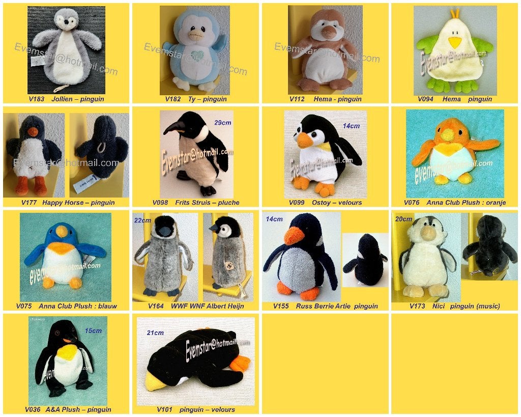 Pinguin Hema Anna Club Plush Ostoy Russ Berrie ea merken, Ophalen, Zo goed als nieuw, Overige typen