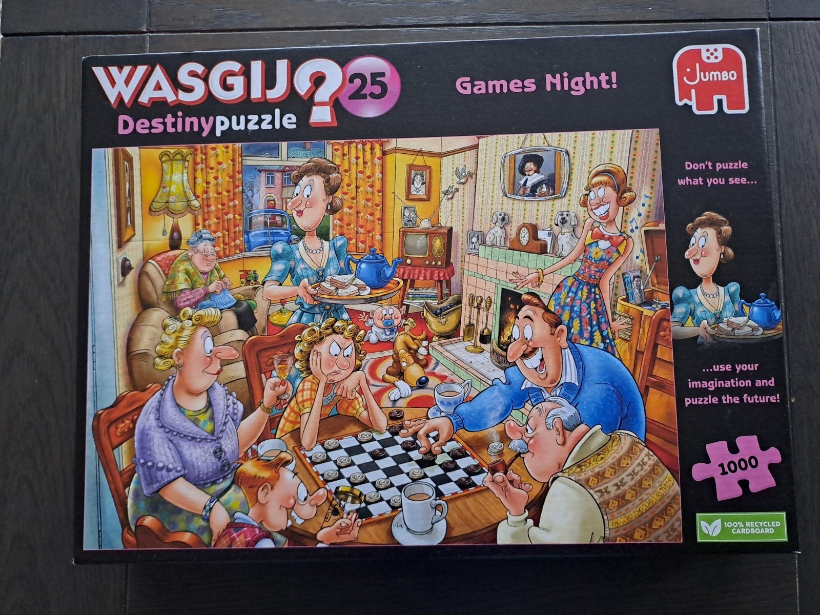 Wasgij Destiny puzzel 25 games night, Ophalen, 500 t/m 1500 stukjes, Zo goed als nieuw, Legpuzzel