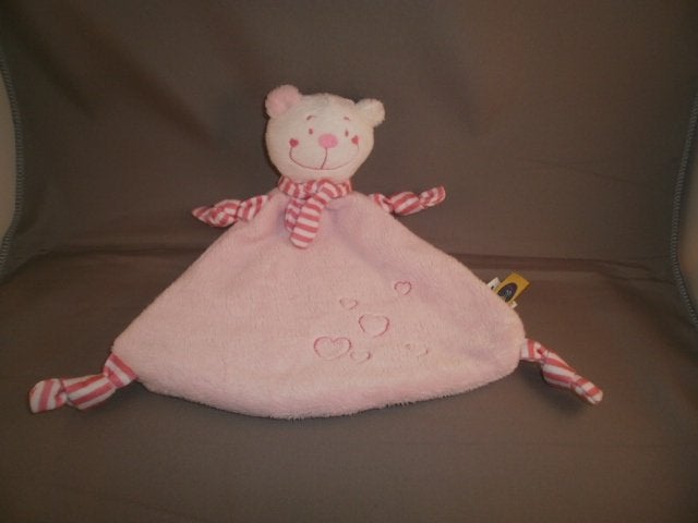 cause knuffel beer/poes roze velours met gestreepte sjaal, Overige typen, Nieuw, Ophalen of Verzenden, Middelgroot (20 tot 80 cm)