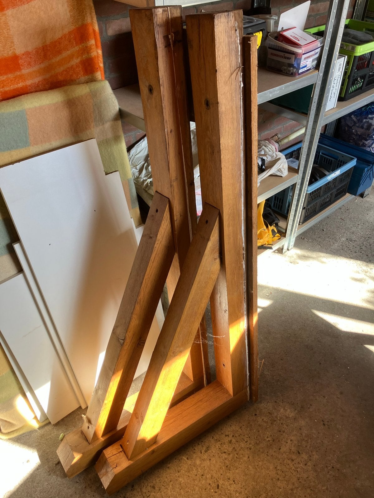 Massief eikenhouten dragers voor werkbank of schouw, Ophalen, Gebruikt, Minder dan 70 cm