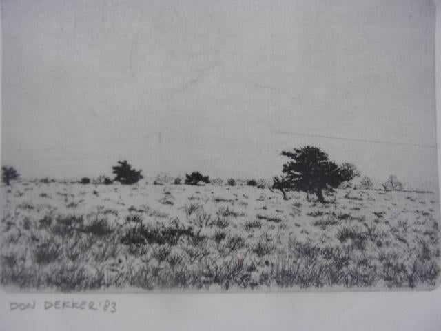 Don Dekker Natuur Landschap 1983 Ets, Origineel, Ophalen of Verzenden, 16 cm, Landschap