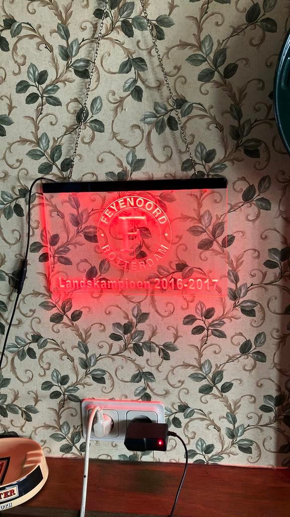 Feyenoord Landskampioen 2016-2017 LED Lichtbord, Ophalen, Overige stijlen, Kunststof, Zo goed als nieuw