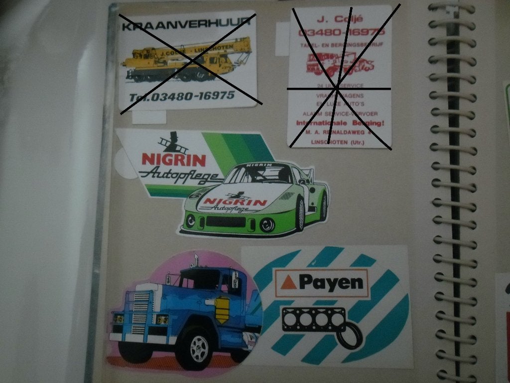 Vintage Reclame Stickers: Kraanverhuur, Nigrin, Payen, Ophalen of Verzenden, Zo goed als nieuw, Overige typen