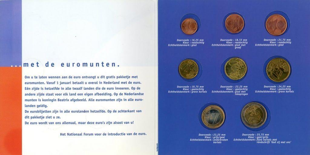Eerste set euromunten van Beatrix, Ophalen of Verzenden, Koningin Beatrix, Euro's, Setje