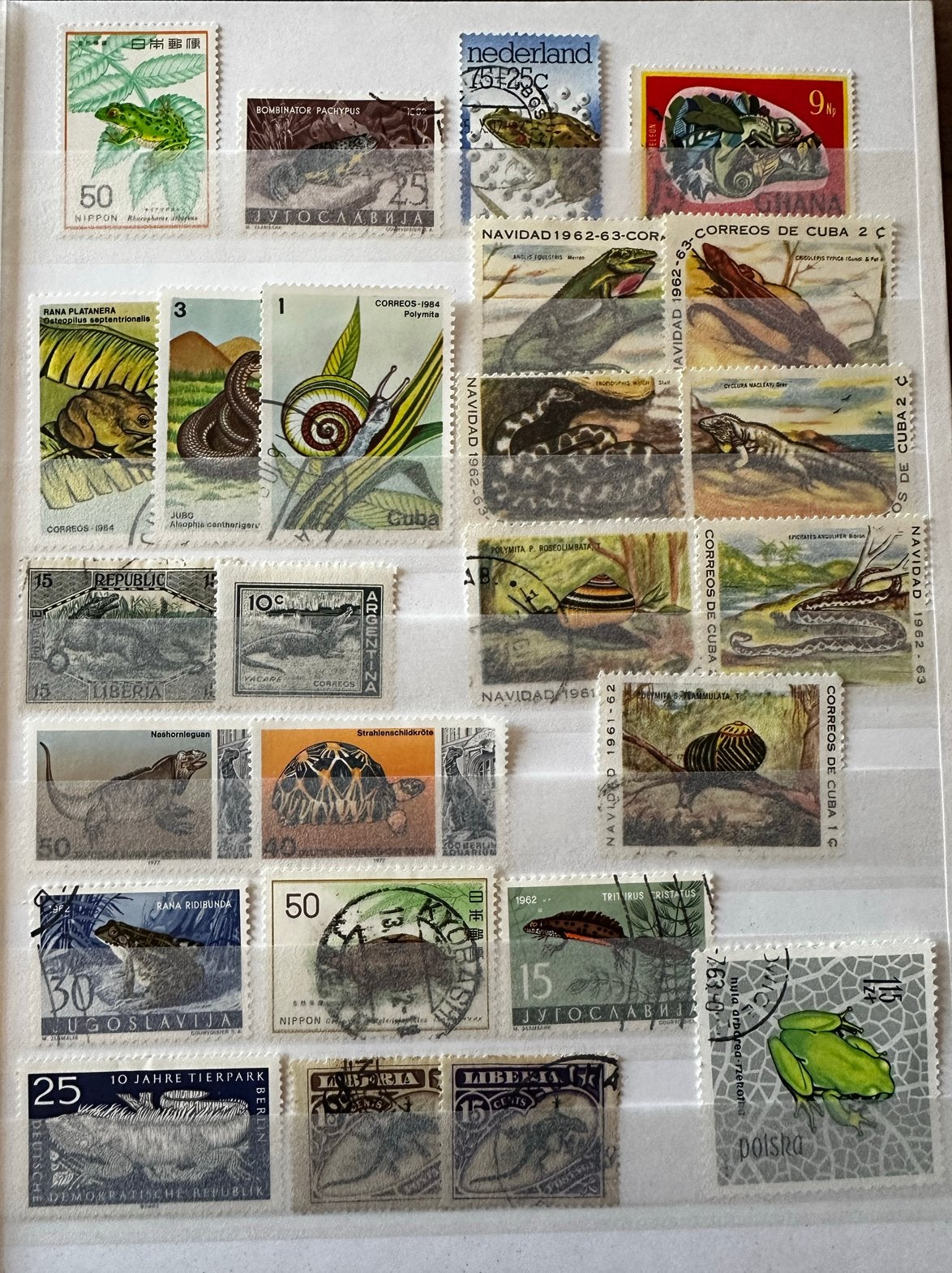 Postzegels reptielen en amfibieën - Diverse landen, Ophalen of Verzenden, Dier of Natuur