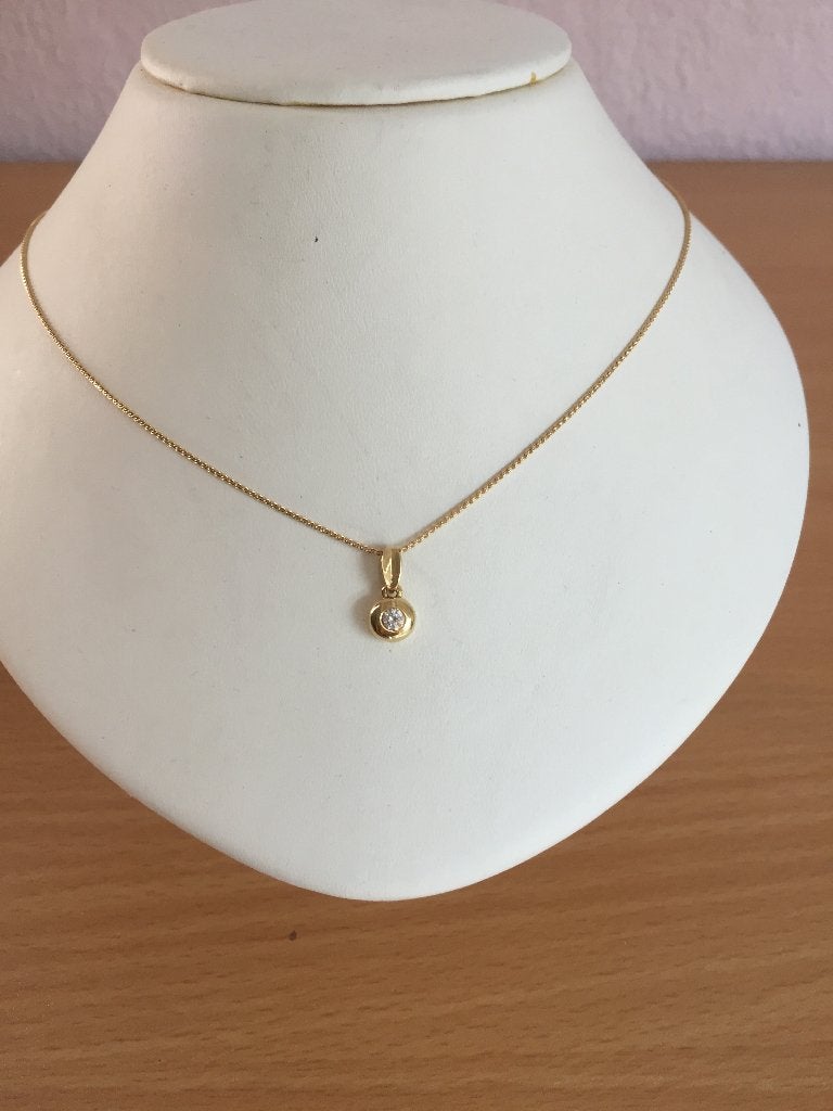 18 KRT Gouden Collier met briljant hanger, Nieuw, Ophalen of Verzenden, Met edelsteen, Goud