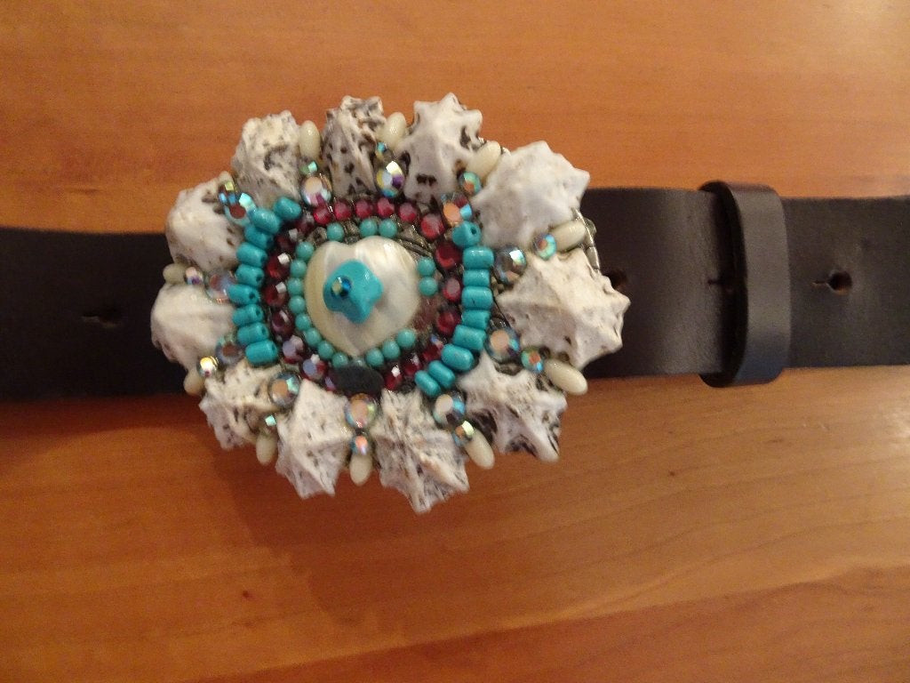 BIBI Donker bruine leren riem met grote gesp, Verzenden, Echt leder, BIBI, Bruin