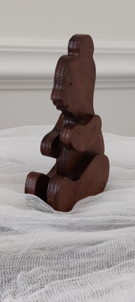 Handgemaakt houten beertje - Vintage decoratie., Antiek en Kunst, Ophalen of Verzenden