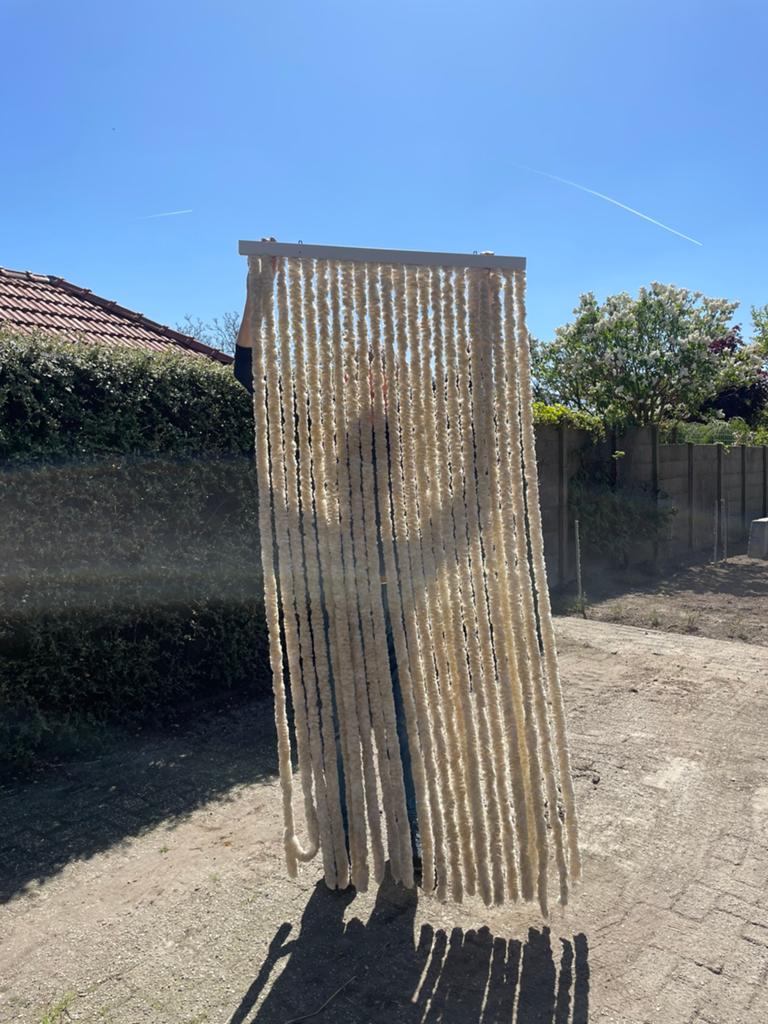Kattenstaarten vliegengordijn tegen de vliegen, Ophalen, Zo goed als nieuw, Buitendeur