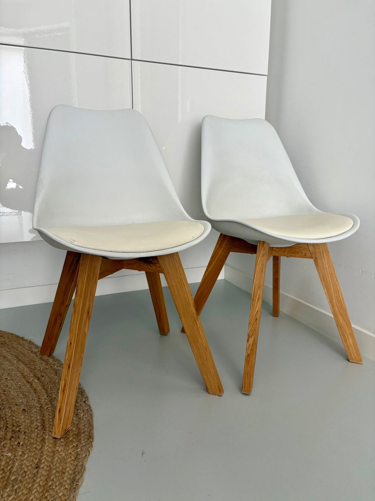 Eetkamer stoelen 2x wit/hout (Loods 5), Gebruikt, Twee, Wit, Scandinavisch