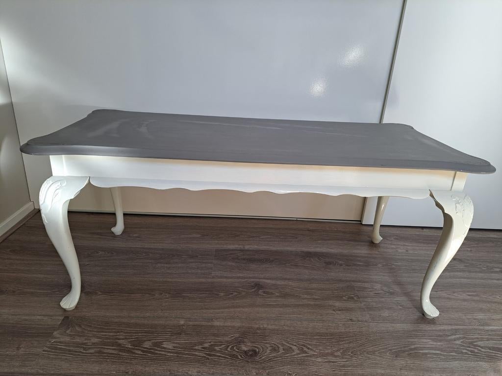 Salontafel met sierlijke poten - Grijs/Wit, Ophalen, Gebruikt, 100 tot 150 cm, 50 tot 100 cm