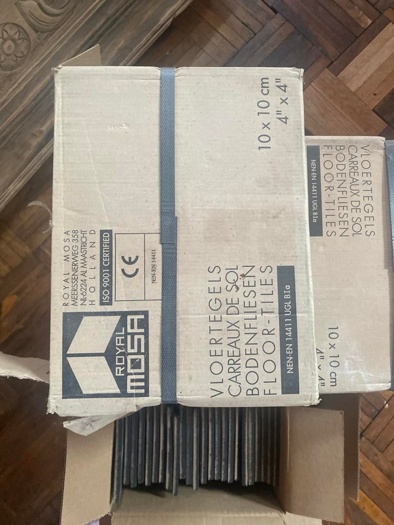 Royal Mosa Vloertegels 10x10 cm Zwart - Nieuw in doos, Keramiek, Nieuw, Minder dan 20 cm, 10 m² of meer